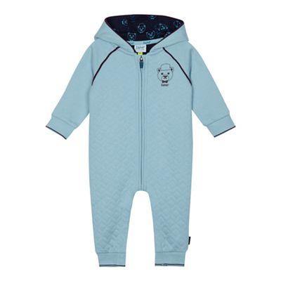 Baby boys' light blue quilted bear print snugglesuit